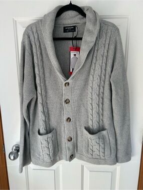 Earnest Sewn Light Gray Shawl Collar Cardigan